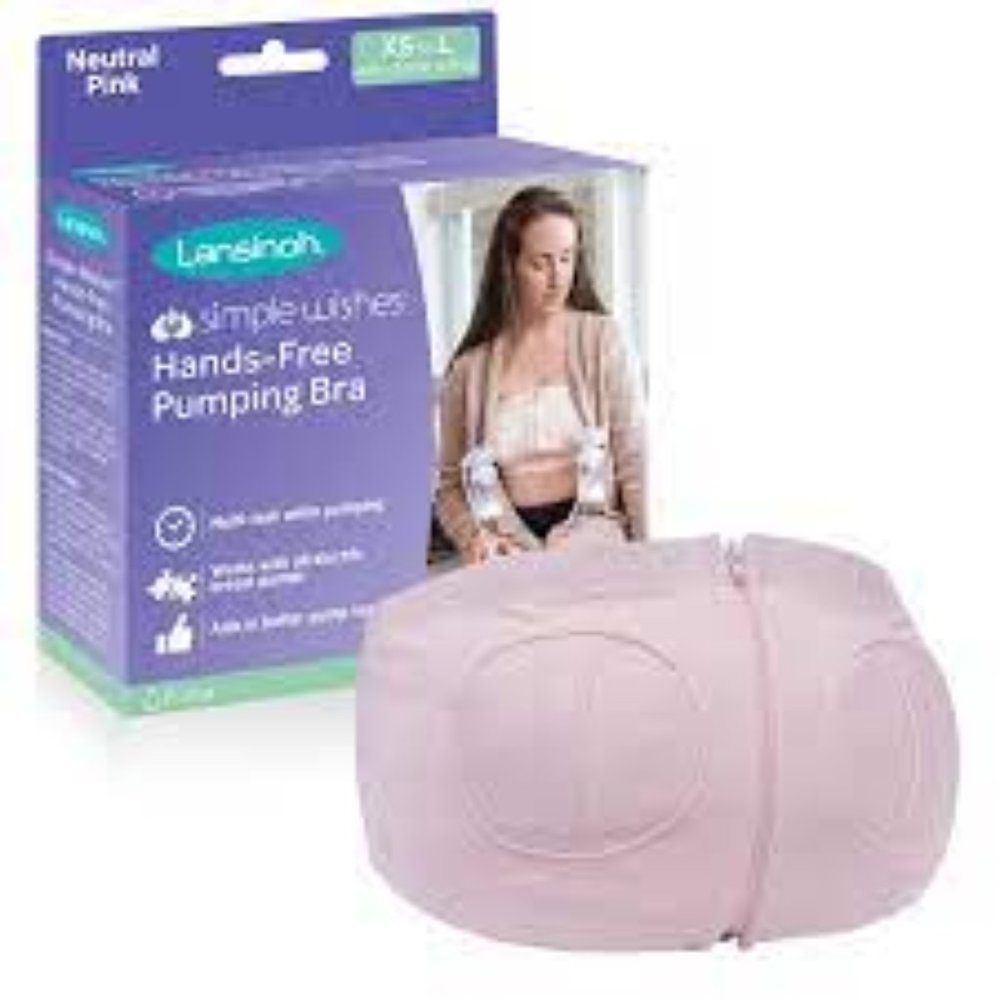 Lansinoh Simple Wishes Hands-free Pumping Bra, One size, Pink